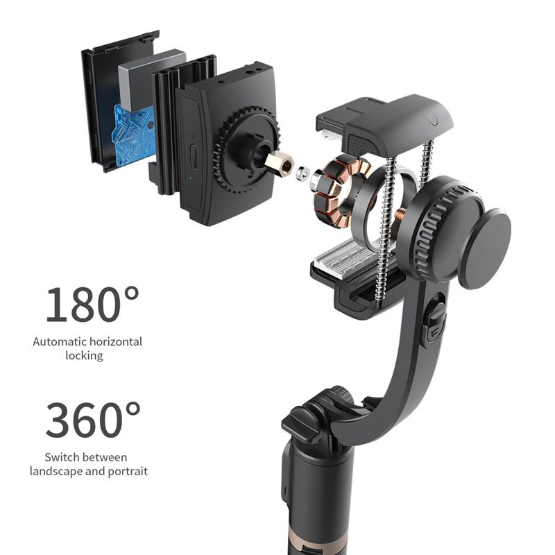 MotionDrive Pro 2024 Gimbal Stabilizer Foldable Wireless Tripod with Bluetooth Shutter Monopod for IOS, Android
